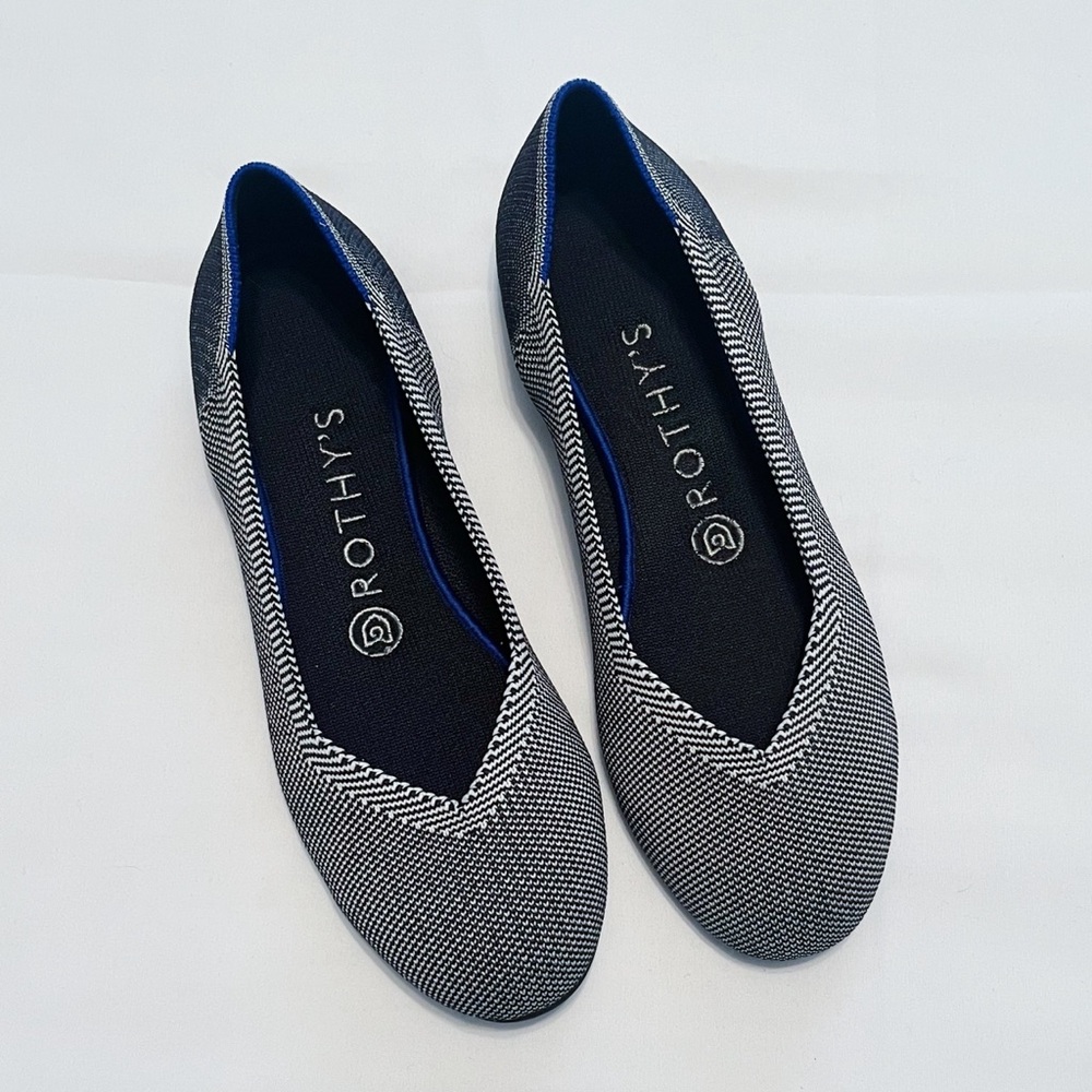 Rothy’s The Flat in Black and White, Size 7.5
